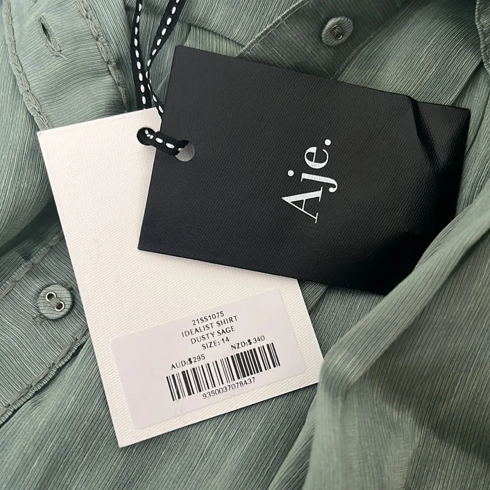 AJE Idealist Shirt • Dusty Sage • RRP $295 Tags attached NEVER WORN - Picture 10 of 10
